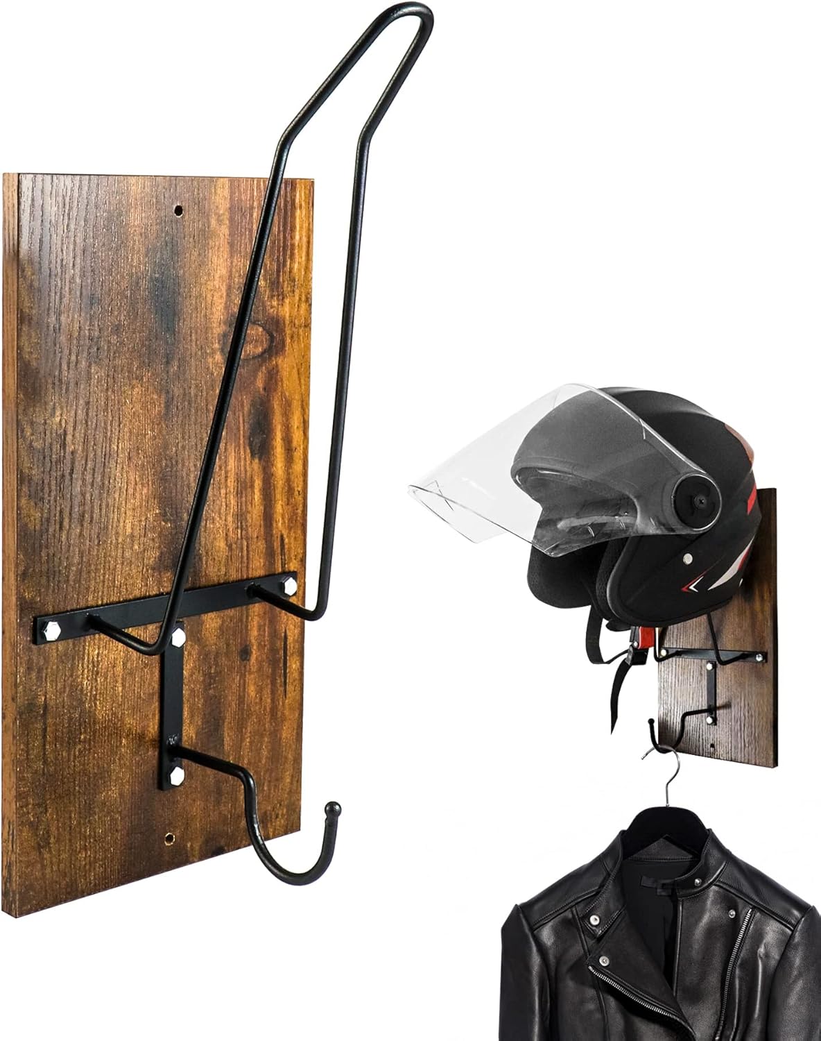 QWORK Helmet Rack Holder, Wall Mount Motorcycle Helmet
