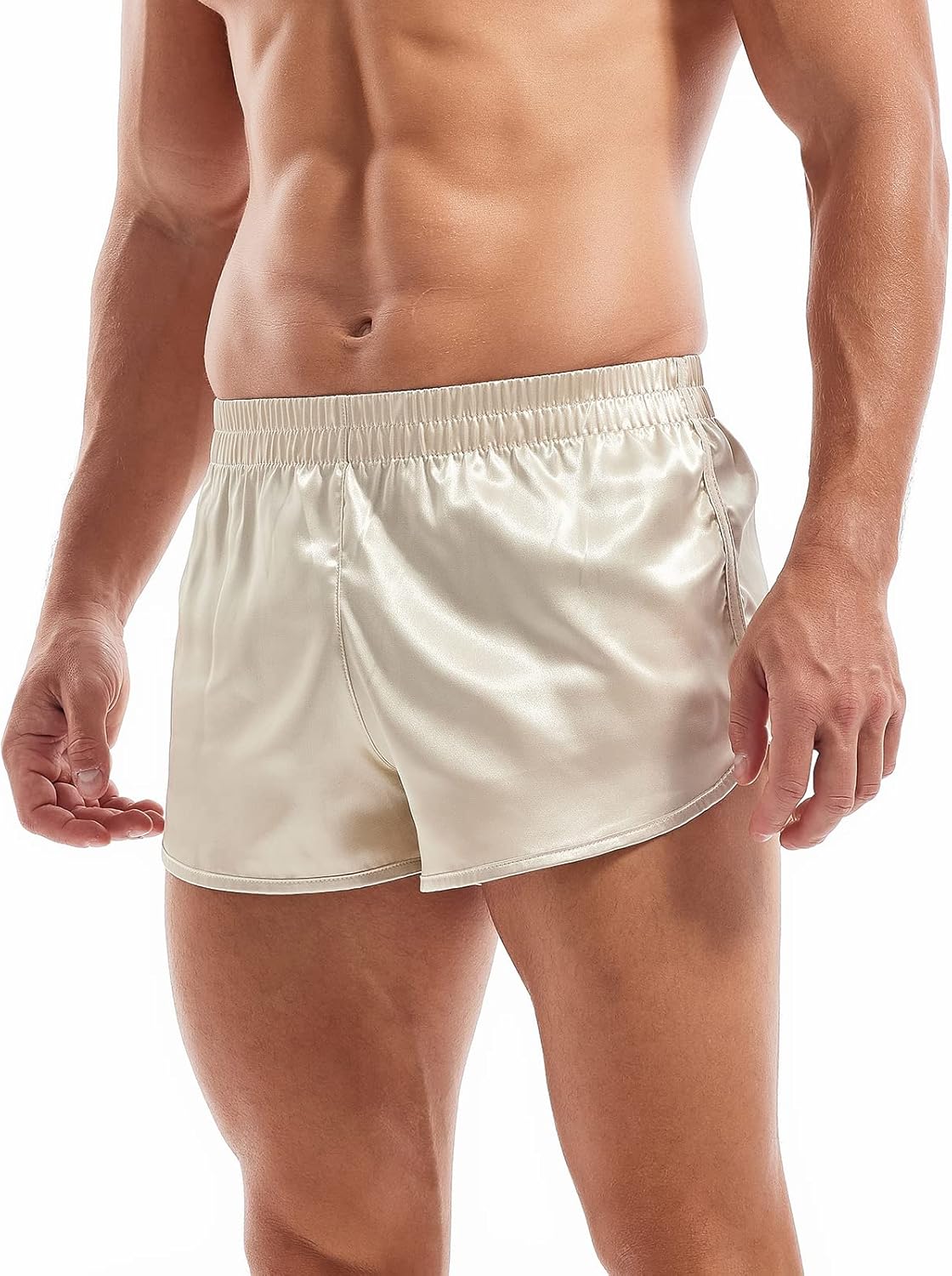 AMY COULEE Mens Satin Shorts Silk Boxers Sexy Split Side Lounge Shorts 3 Inch Pajama Bottoms - Image 3