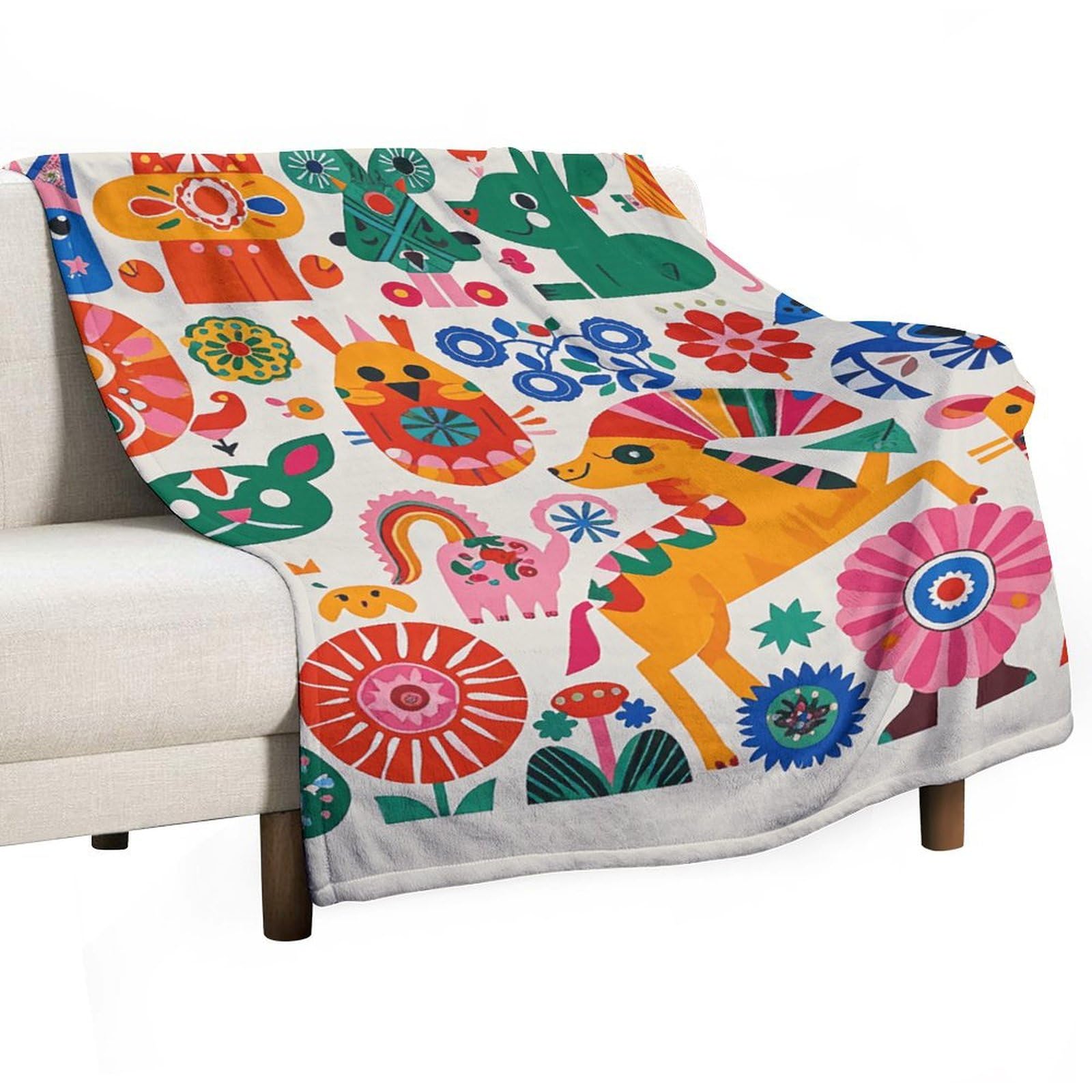 Couverture en flanelle Otomi mexicaine légère pour voyage camping et canapé