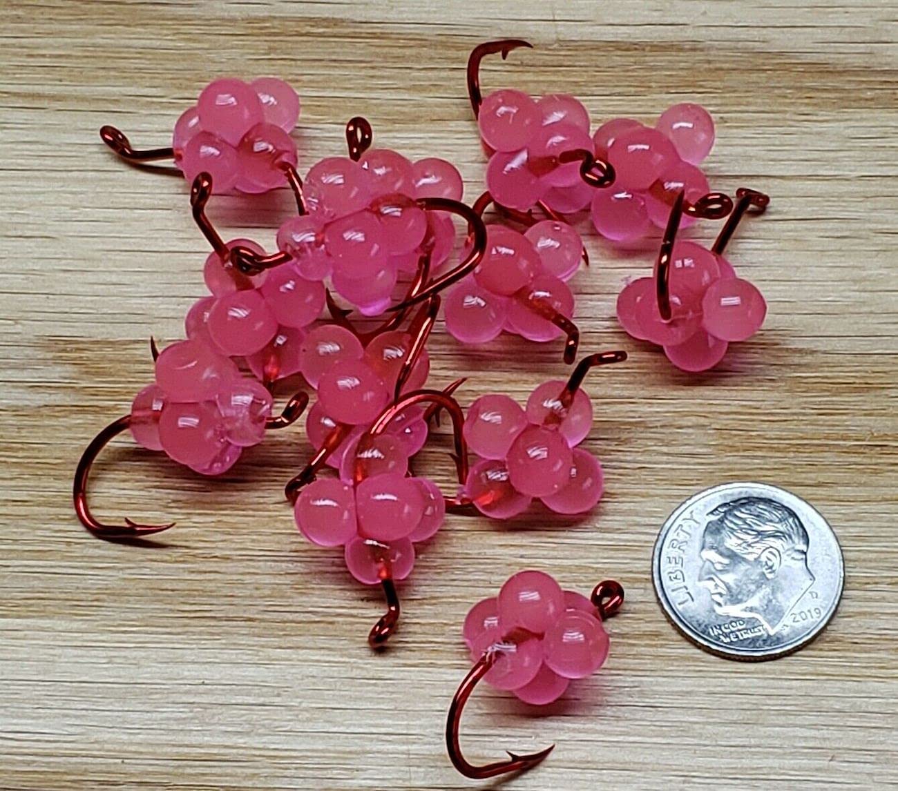 Generic 1/0 Realistic Rubber Cluster Eggs - 12 Pieces - Salmon, Neon Pink