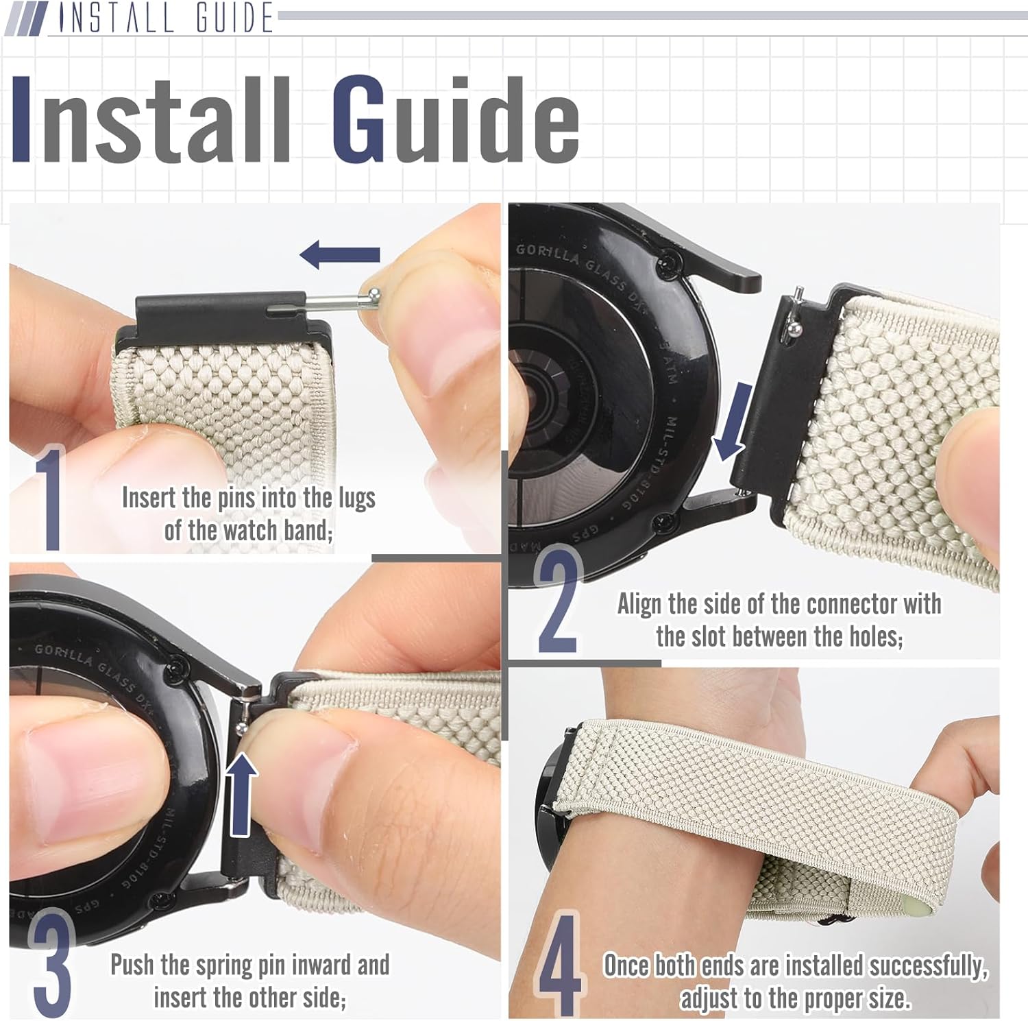 Runostrich 22mm Quick Release Elastic Band Compatible with Samsung Galaxy Watch 3 45mm/Garmin Venu 4 45mm/3 45mm/Venu 2/Vivoactive 4/Forerunner 570(47mm)/255/265/Amazfit Helio/Bip 6/5/Balance 2 - Image 4