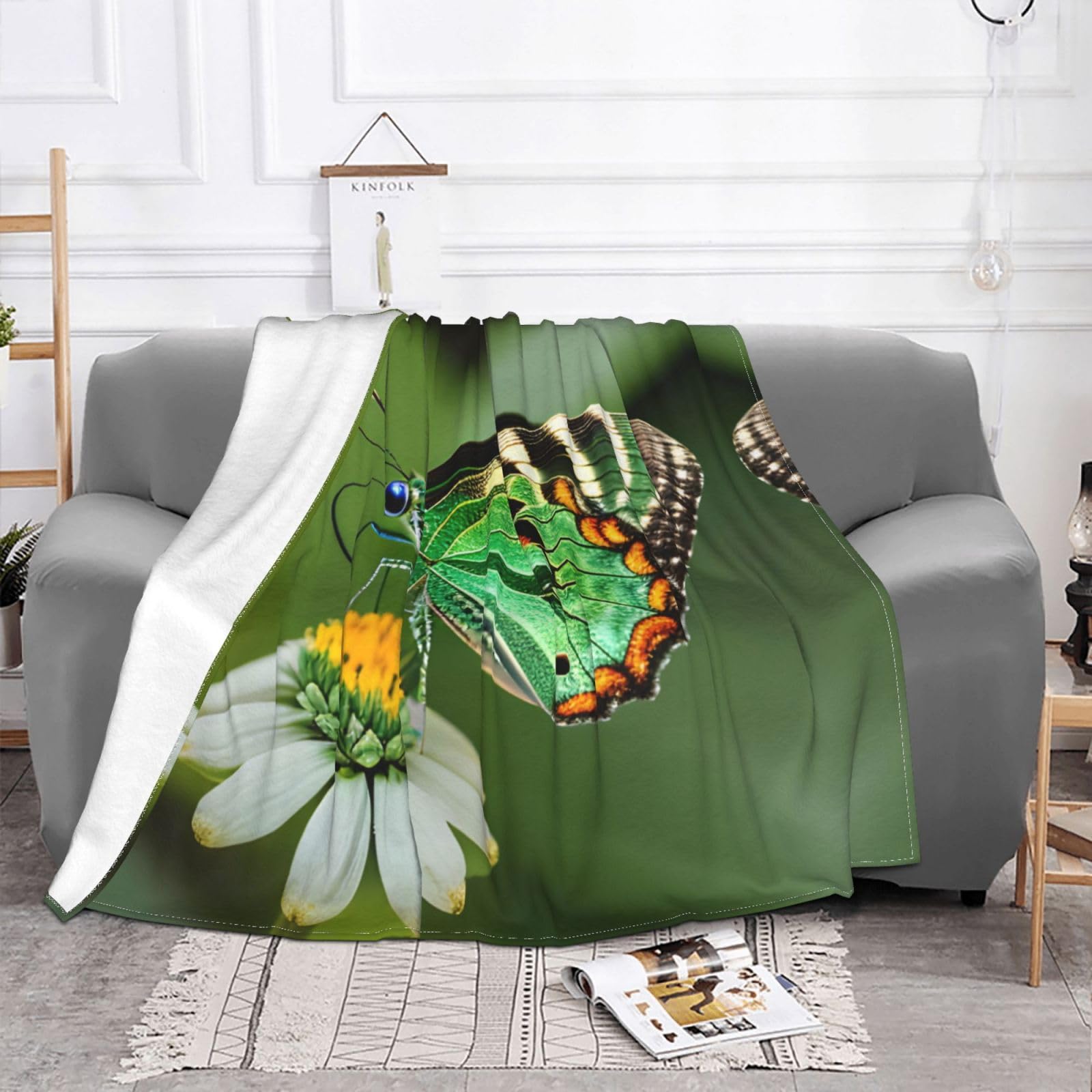 Coperta viola con farfalle e farfalle, da donna, in pile di flanella