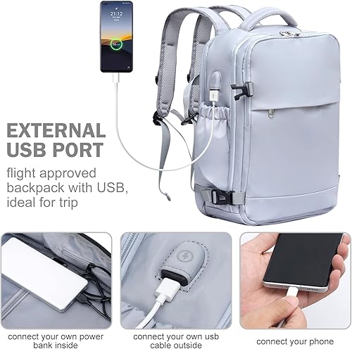 Miniatura 3 de JULYS SONG Mochila de viaje para laptop para mujeres y hombres se adapta a computadora de 156 pulgadas con USB resistente al agua para la escuela