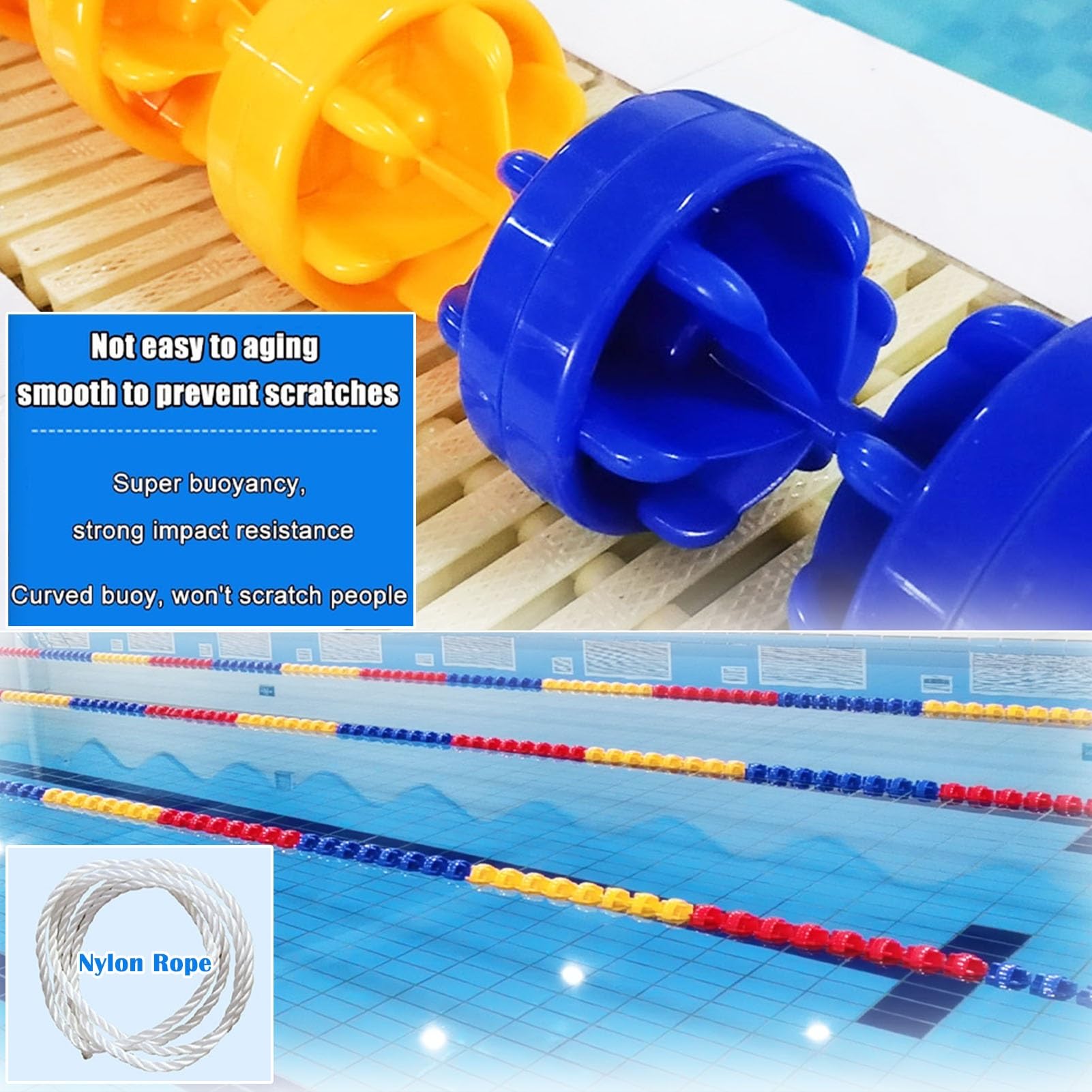 Corda divisoria per piscina, galleggianti per estremità profonde, boa galleggianti per organizzazione e sicurezza della piscina