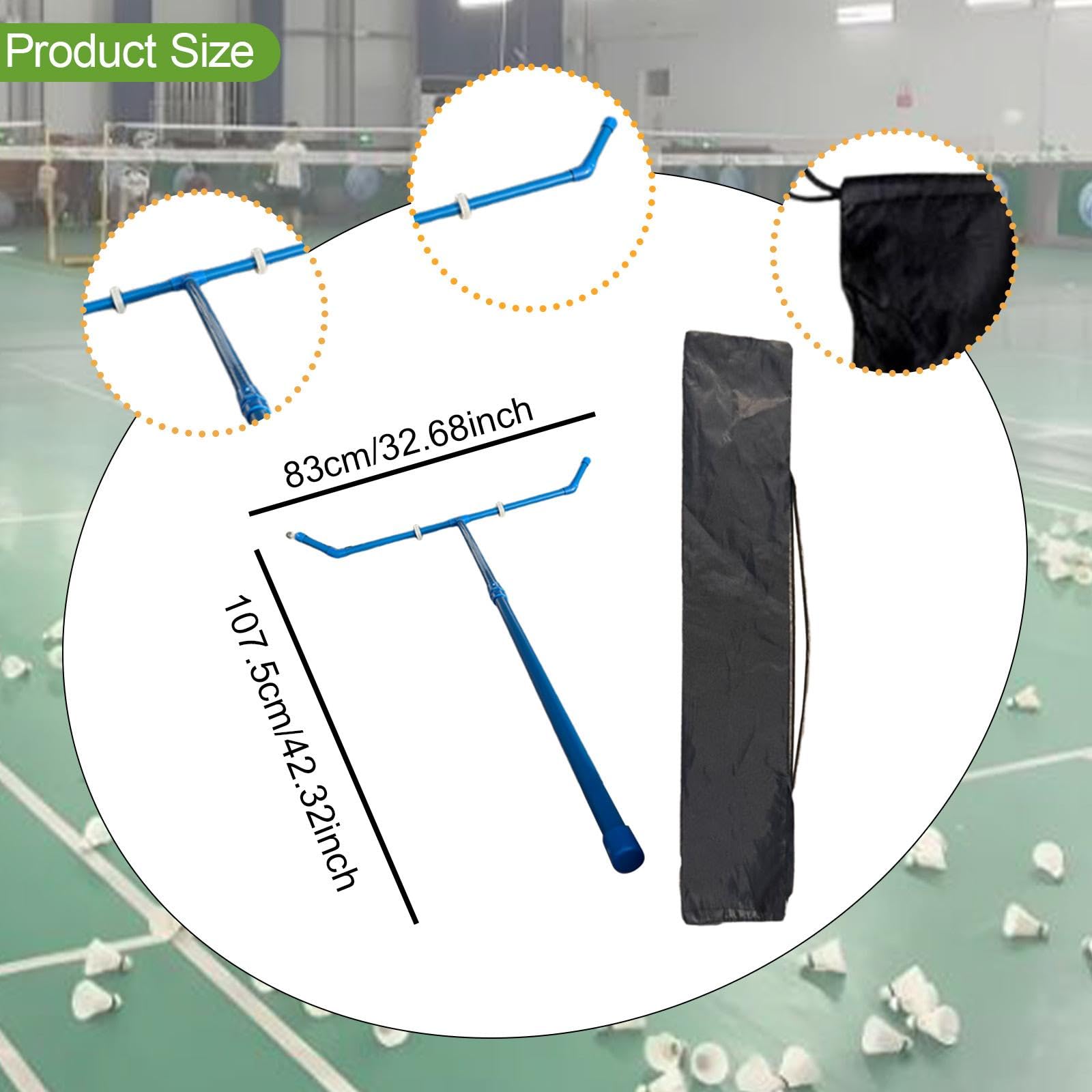 Badminton Colector Recogedor de Pelotas Máquina Barredora Recogepelotas Organizador Portátil Facilita La Recolección Sin Doblarse Función Desmontable