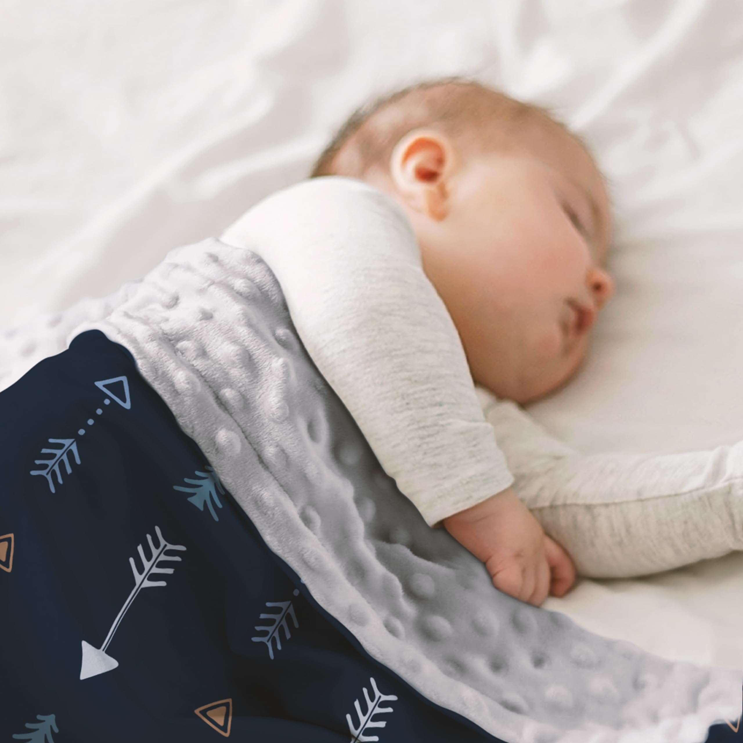 SANDJEST Manta de bebé para niños con Respaldo de Puntos de Doble Capa, Flechas Impresas, 30 x 40 Pulgadas, Mantas de recepción para recién Nacidos, Regalo para Baby Shower cumpleaños