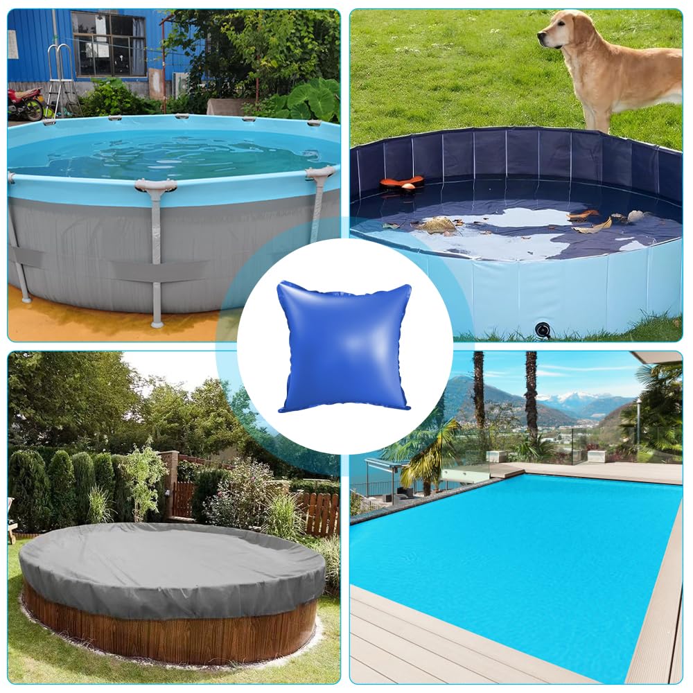 Oreillers Gonflables dhiver, Afenau 120cm Coussin dair de Piscine Hiver avec Trous et Corde, 0,28 mm dépaisseur Coussin Piscine Hivernage, PVC Coussin de Piscine Hiver pour Abri de Pisc, Carré