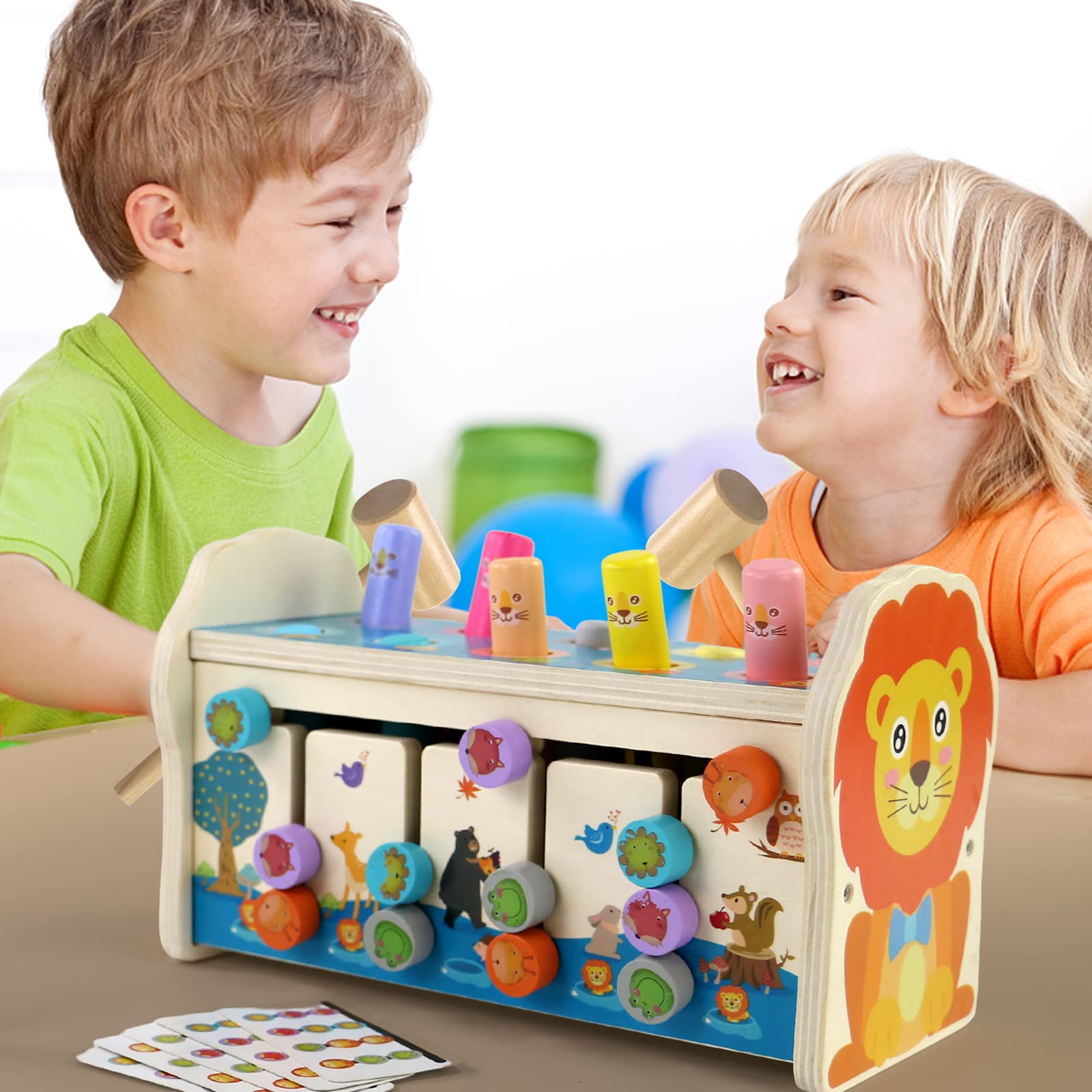 jerryvon Giochi Bambina 1 Anno Xilofono Bambini 4 in 1 Giocho Legno Bambini Giochi Montessori 1 2 Anni con Acchiappa La Talpa Giocho Educativi 1 Anno per Regalo Natale Bambino Bambina 2 3 Anni