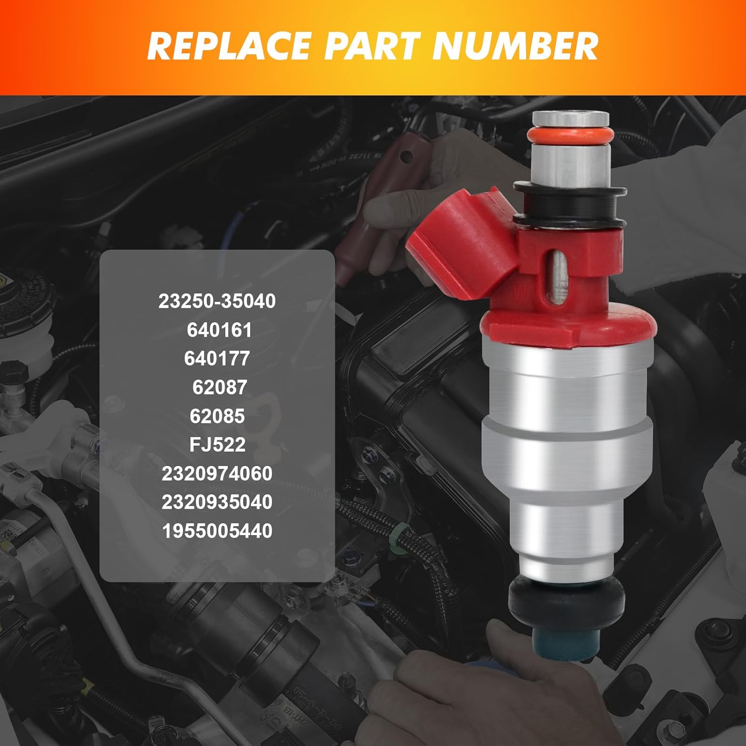 1989-1995 Fuel Injector Compatible for Toyota 4Runner, Pickup T100 89-95, 22RE 2.4L Engines (4pcs), Replace 23250-35040