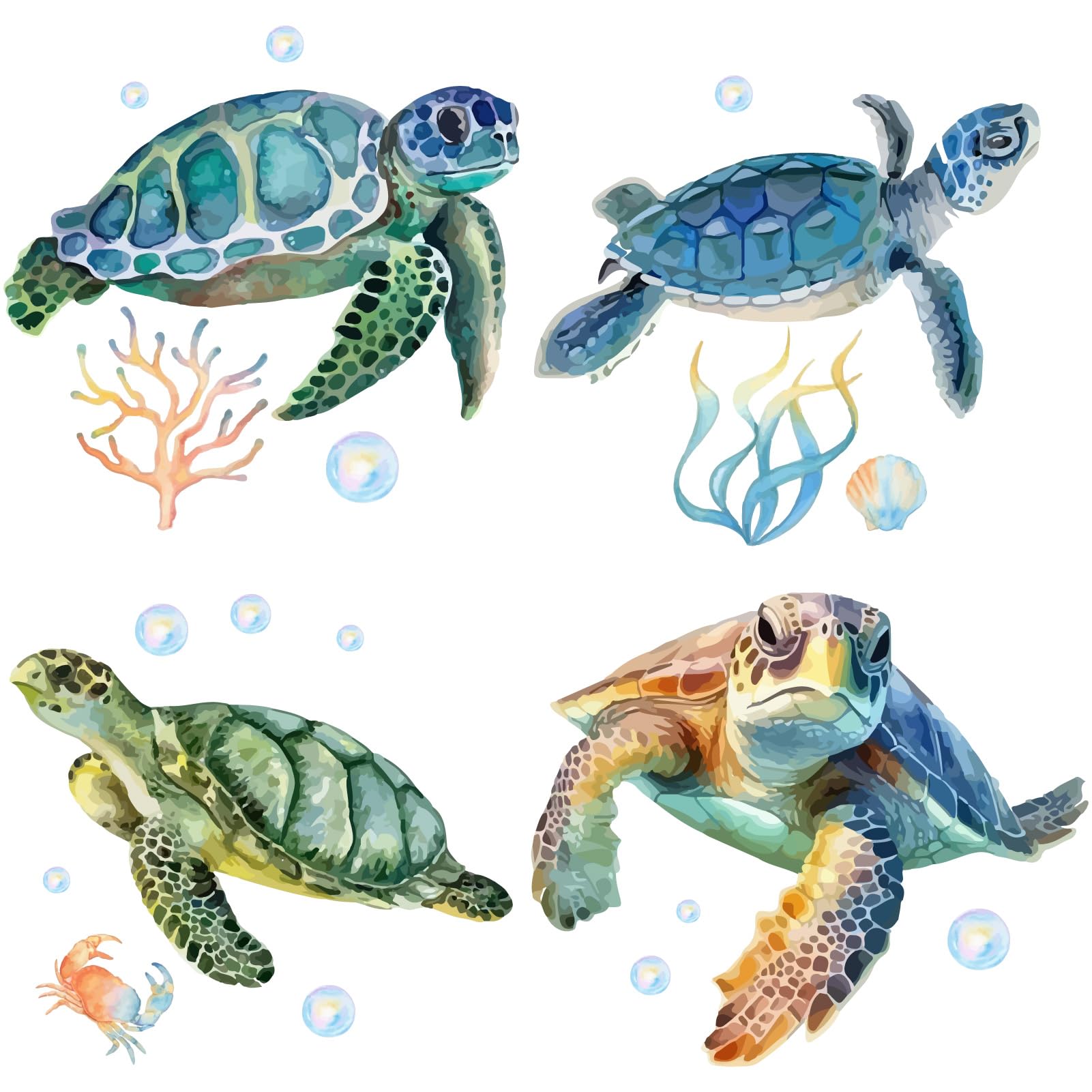 GORGECRAFT Sea Turtle Window Stickers Waterproof Ocean Animal Window Decals PVC Alert Film Bathroom Kitchen Sliding Door Glass Anti-Collision Clings for Prevent Stop Birds Dogs Pets Strikes Home Decor