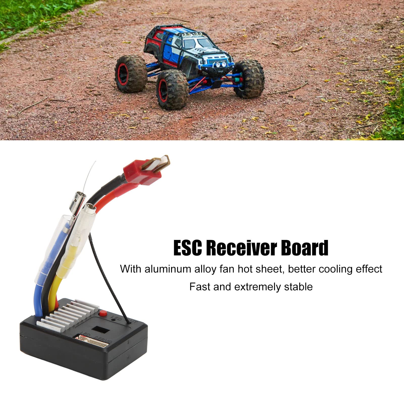 Dilwe Receptor RC Placa de Circuito ESC, 1/14 28g Receptor RC Placa de Circuito ESC Modelo Accesorios de Automóvil para 144002 Control Remoto Coche Camión Juguetes y Juegos