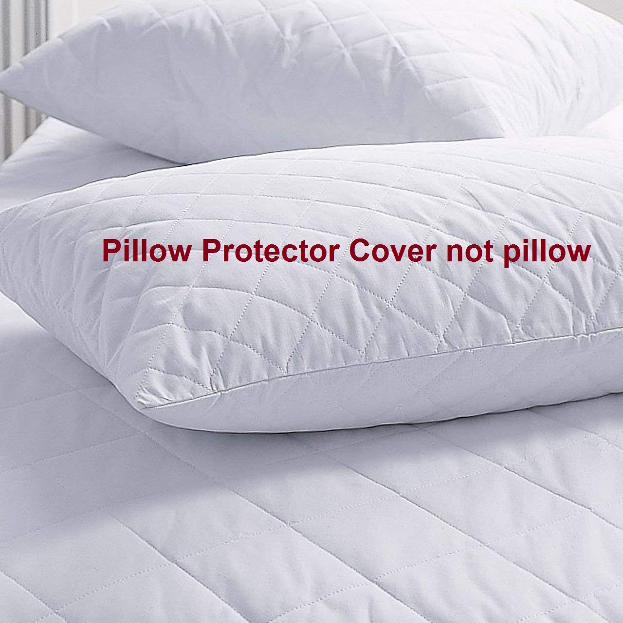 Royalin Bedding hi Flipper 100% Cotton Set of 2 King 20x36, White New Zipped Quilted Pillow Protector Covers