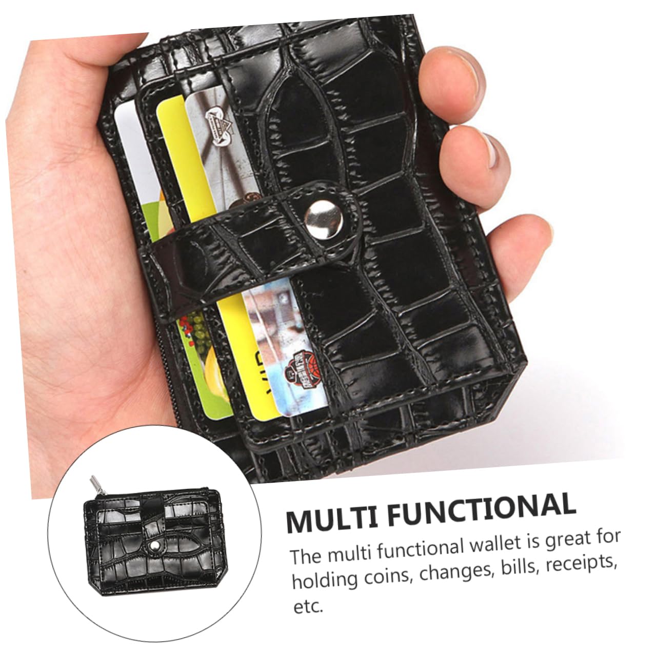 WOFASHPURET Bamboo Knot Prints Card Holder Wallet Men's Portable Change Purse Credit Cards Storage Holder Sturdy Zipper Design Wallet