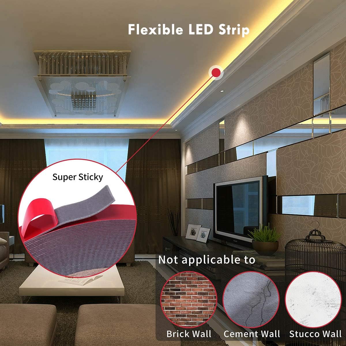 Best Deal Lvyinyin Double Sided Adhesive Tape, Heavy Duty Mounting Tape, Waterproof Foam Masking Tape, Length 108ft 33M, Width 0.39Inch 1CM for 5050 LED Strip Lights, Home Office Decor