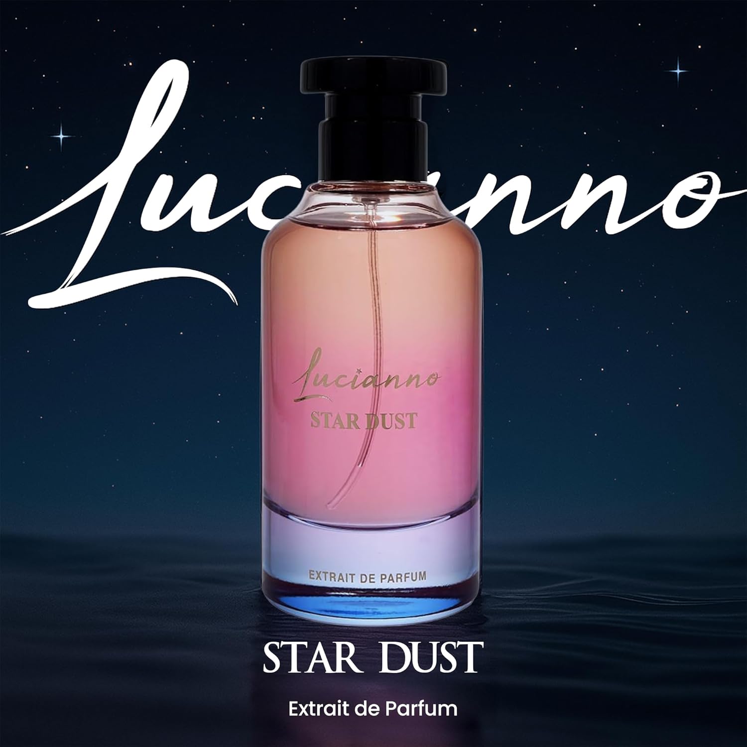 Lucianno Star Dust 100mL Extrait De Parfum for Men and Women, Aromatic Fougere Opens with Spicy Mandarin, Softens with Tiare Flower, Ends in Musk & Sandalwood, Perfect Fragrance for All Occasions