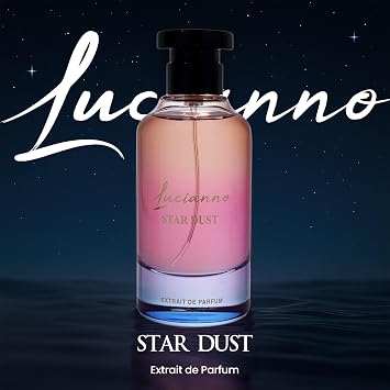Lucianno Star Dust 100mL Extrait De Parfum للرجال والنساء ، Aromatic Fougere يفتح مع الماندرين الحار ، ينعم مع زهرة Tiare ، ينتهي في المسك وخشب الصندل ، العطر المثالي لجميع المناسبات