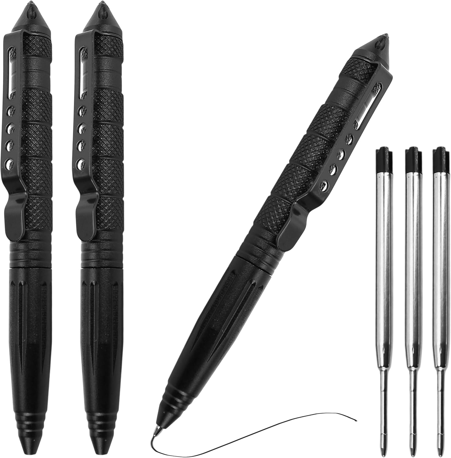 3 Pack Army Aviation Aluminum Self Protection Tactical Pen Set Glass Breaker Device Multifunction With 3 Ballpoint Refills Tungsten Metal for Males Deputy Sheriff Greatest Regulation Enforcement Items
