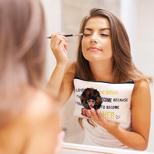 Miniatura 3 de Umigy 12 bolsas de maquillaje para niñas africanas, regalos africanos, arte afro melanina, bolsas de lona para cosméticos, divertidas y bonitas,