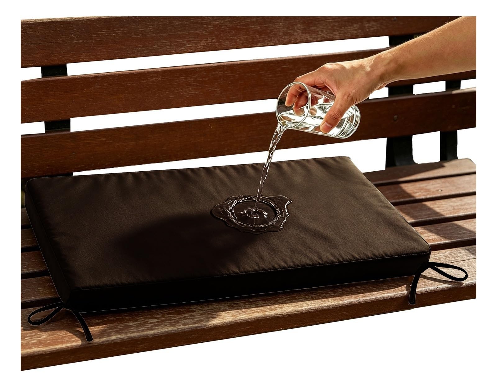 Outdoor Sofa Cushions Waterproof 80% Thick 5cm/1.9" Replacement Bench Seat Cushion Outdoor, Patio Furniture Long Cushion with Ties, Bench Seat Pad for Porch Swing Garden(Dark Brown,65x55 cm 26x22 in)