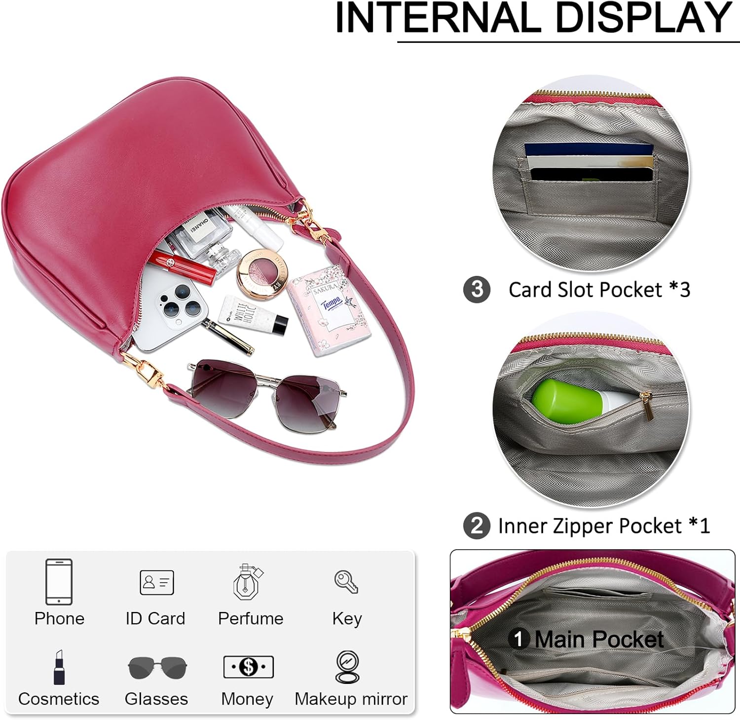 KKXIU Shoulder Bag for Women Cute Hobo Purses and Handbags Retro Clutch Underarm Purse | Cute, Retro, Cute, Retro - Image 3