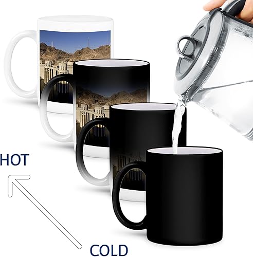 Miniatura 3 de 3dRose Taza mágica transformadora Nv Maresa Pryor con niveles bajos de agua en The Hoover Dam, Lake Mead, Nv Maresa Pryor, 11 onzas, negro/blanco