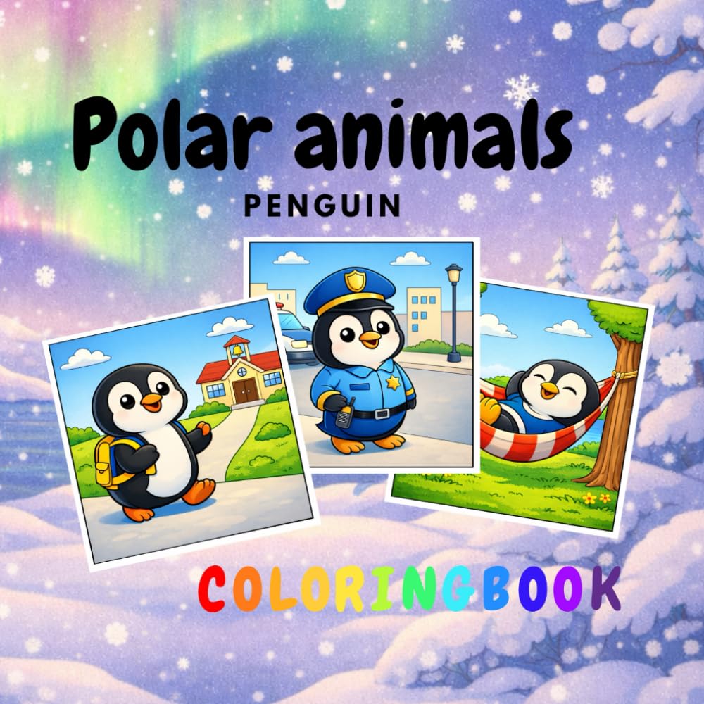 Penquin Coloring Book for Kids Ages 6–8: Polar Animal Adventures