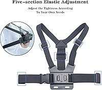Vista 6 de Soporte ajustable para arnés de correa de pecho para teléfono móvil, negro, compatible con iPhone, GoPro Hero, cámaras de acción DJI Osmo