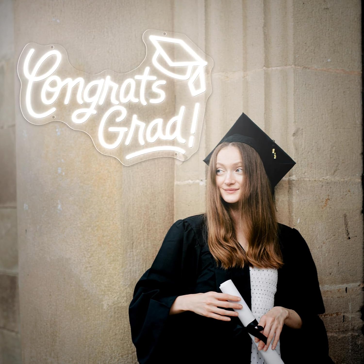 Congrats Grad Neon Sign Congrats Neon Signs for Wall Decor, Congrats Grad Sign Congratulations Sign Congrats Grad Led Sign for Backdrop Congratulations Backdrop Graduation