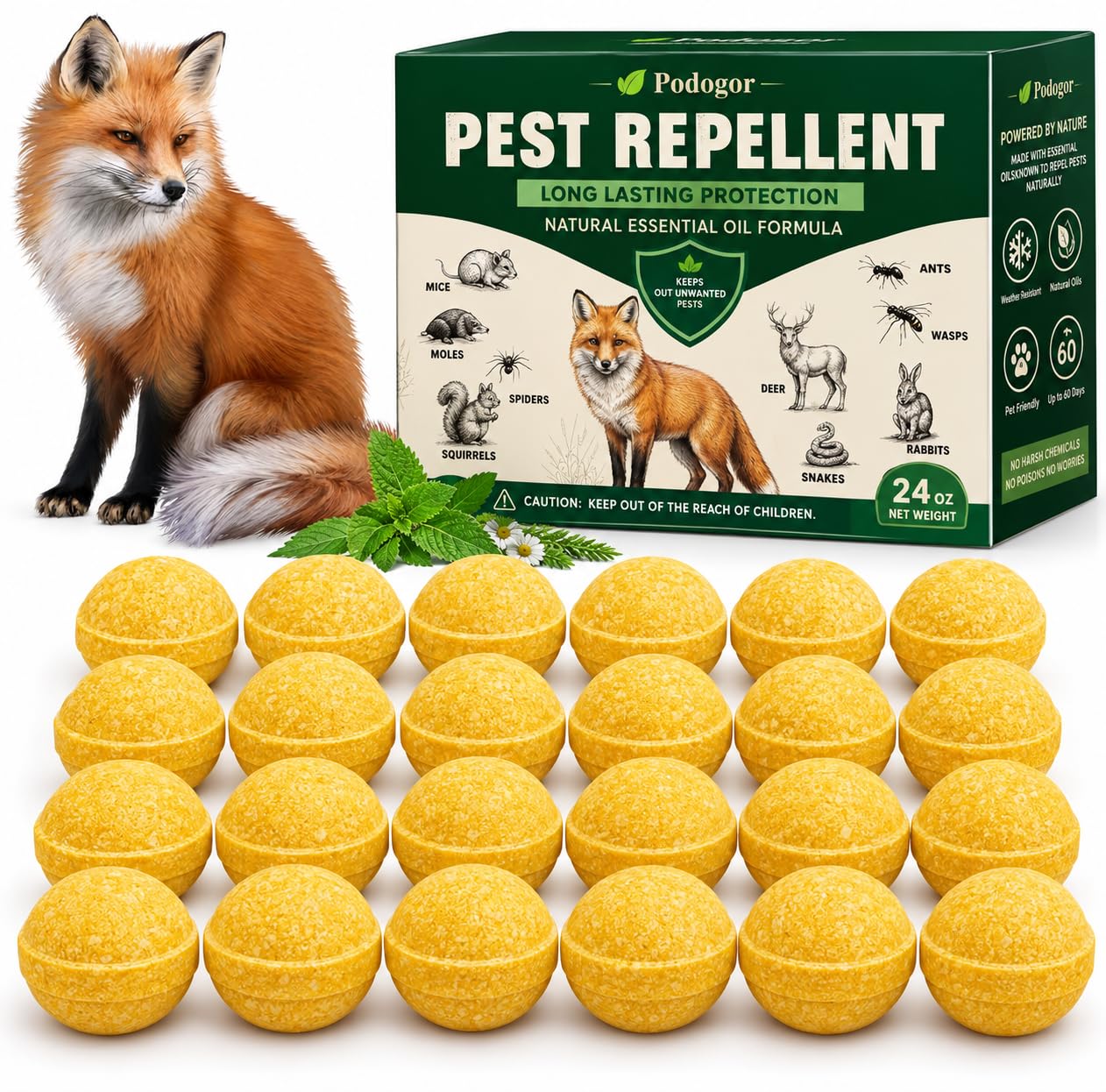 24 Pack Fox Repellent for Indoor Outdoor
