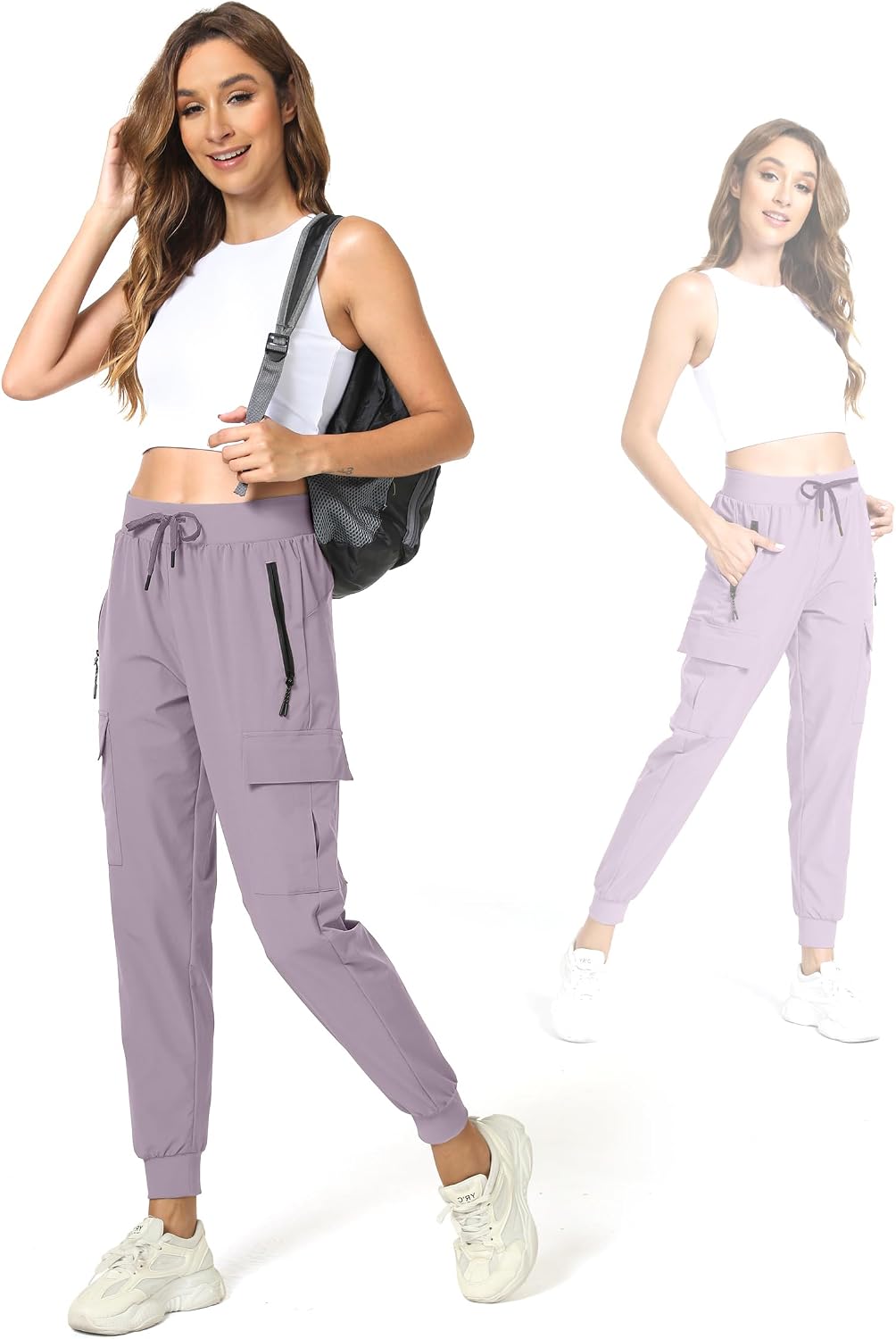 Womens Cargo Hiking Pants with Pocket - Lightweight Quick Dry Workout Joggers for Travel, Camping and Outdoor Wear