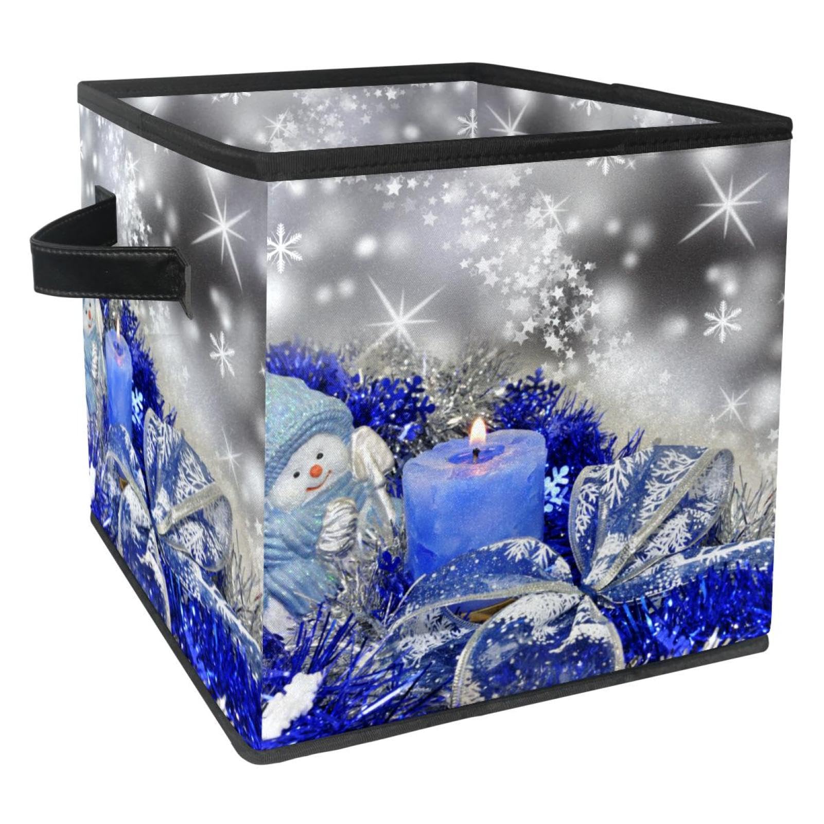 Boîte de rangement pliable avec poignées panier en tissu solide pour placard et chambre