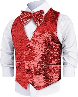 Sequin Vest with Bowtie - Sparkly Vest for Boys - Costume Party Vest for Kids - Boys Sequin Vest - Buy now
