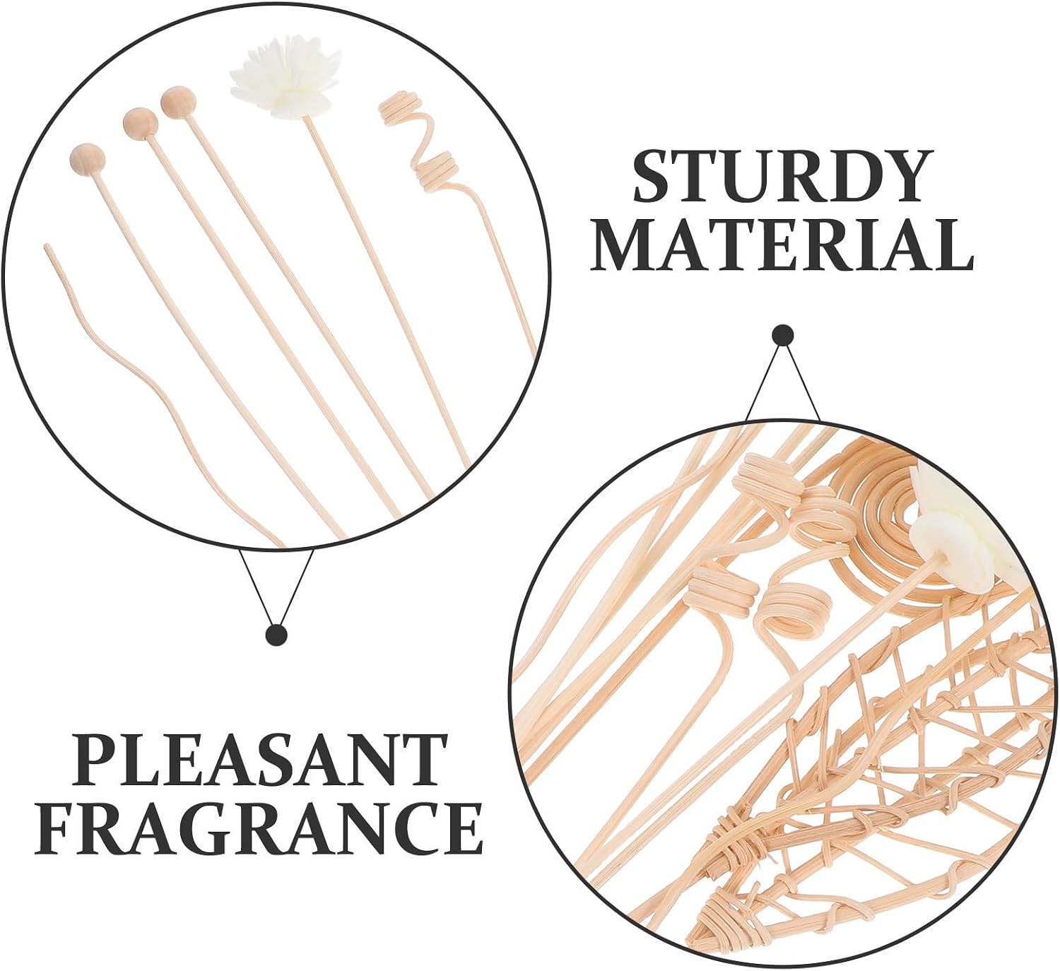 Mikinona 12pcs Essential Oil Aroma Diffuser Sticks Flameless Design Natural Vine and Grass Material Beige Color Reed Diffuser Replacement Rods for Car and Office Air Quality Enhancement
