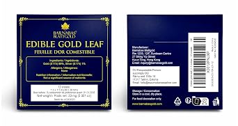 Barnabas Edible Gold Leaf 24K - Cake Decorations, Loose Gold Leaf Sheets for Cupcakes - 1.5 inches, Interleaf of 12