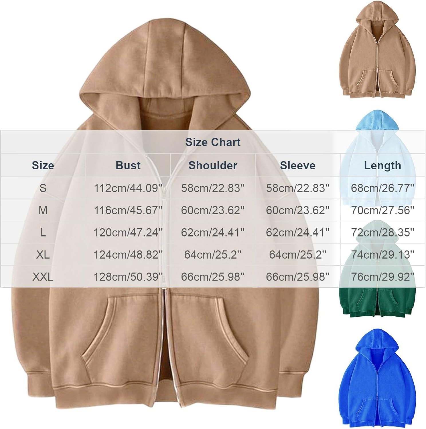 Oversized Full Zip Hoodie for Men Heavyweight Fleece Casual Loose Jacket | Baggy Drop Shoulder Boxy Fit Thick Cotton Fleece Kangaroo Pockets Casual Loungewear Streetwear Unisex Fall Winter Daily