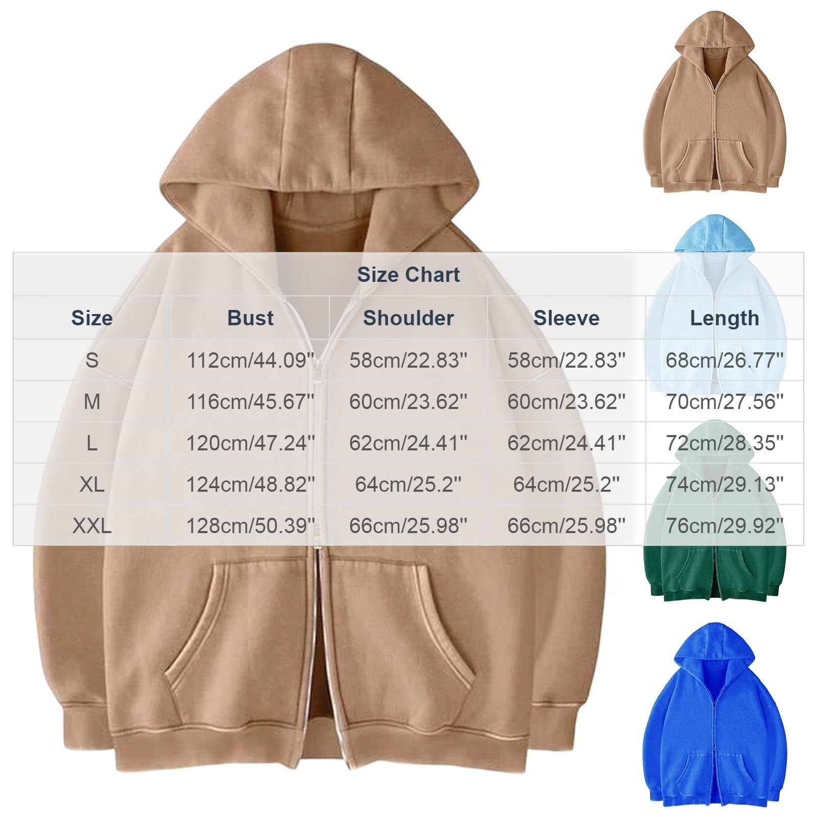 Felpa Uomo Zip Cappuccio Pile Hoodie Felpe da Lavoro Cotone Sweatshirt | Cappuccio con lacci, tessuto felpato caldo, chiusura frontale zip, tasca marsupio, vestibilità regular per autunno invernale