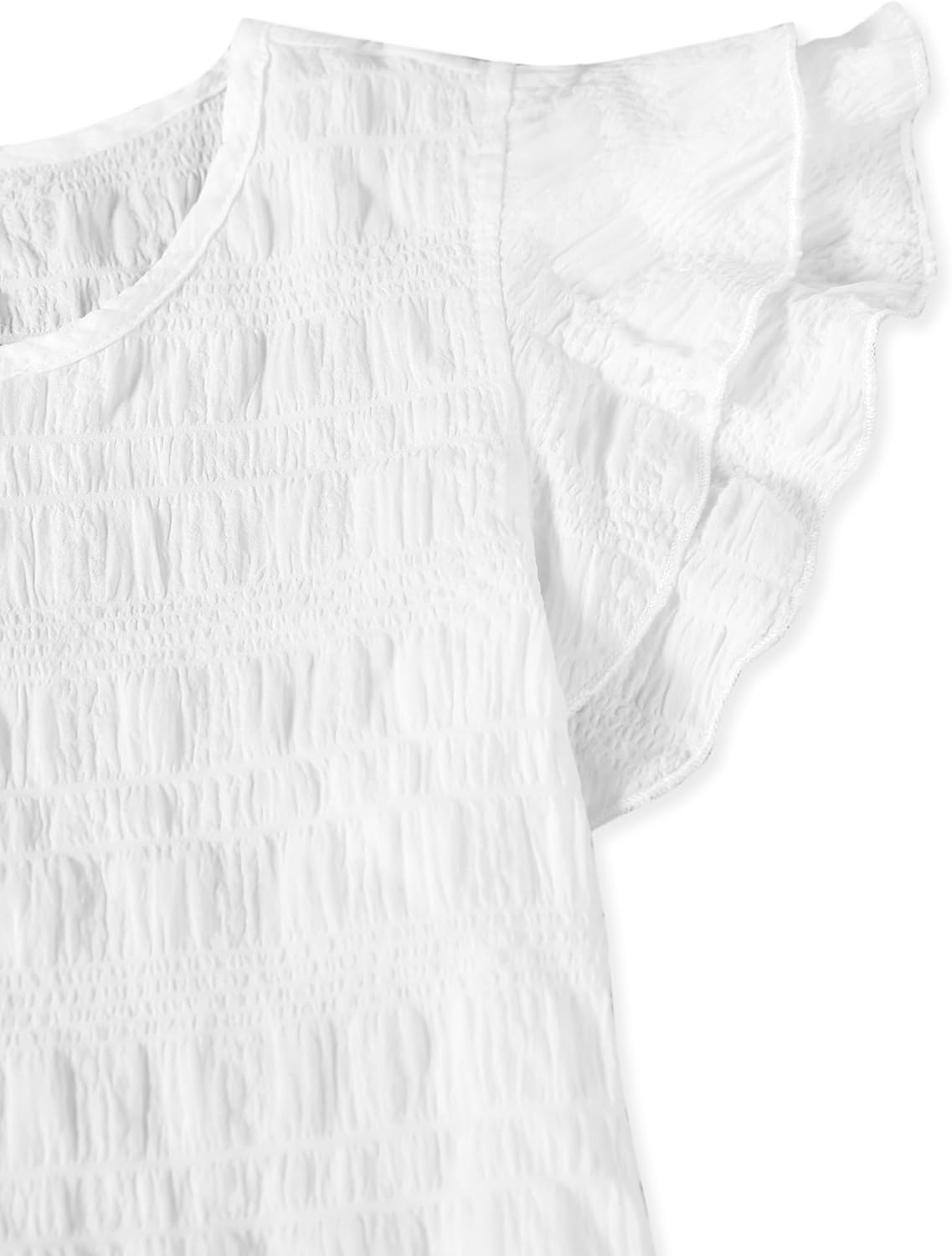 Girls Ruffle Shirt Cute Summer Smocked Cap Sleeve Tops Basic Casual Tees - Image 4