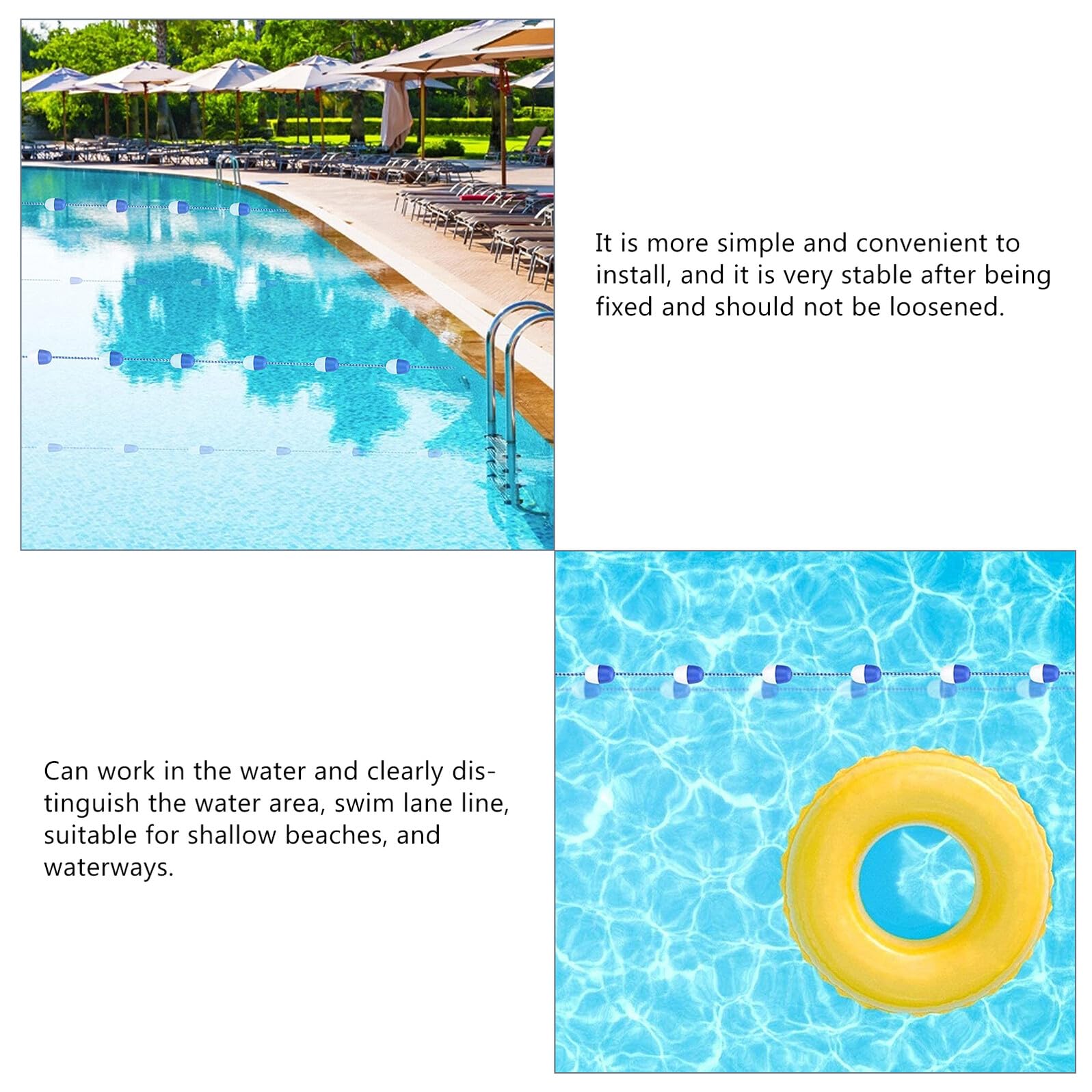 Pool Bojenleine aus Kunststoff 1 Stück 11 Schwimmbojen 5m mit Haken