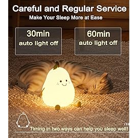 HAPPYBAG Cute Silicone Night Light for Kids,Dimmable Nursery Pear Lamps,Kawaii Room Decor Fruit Night Light Bedside Lamp for Baby and Toddler