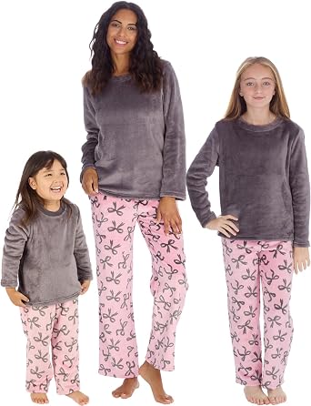 Undercover Ladies & Girls Super Soft Fleece Long Sleeve Matching Adults & Kids Pyjamas PJ Lounge Set