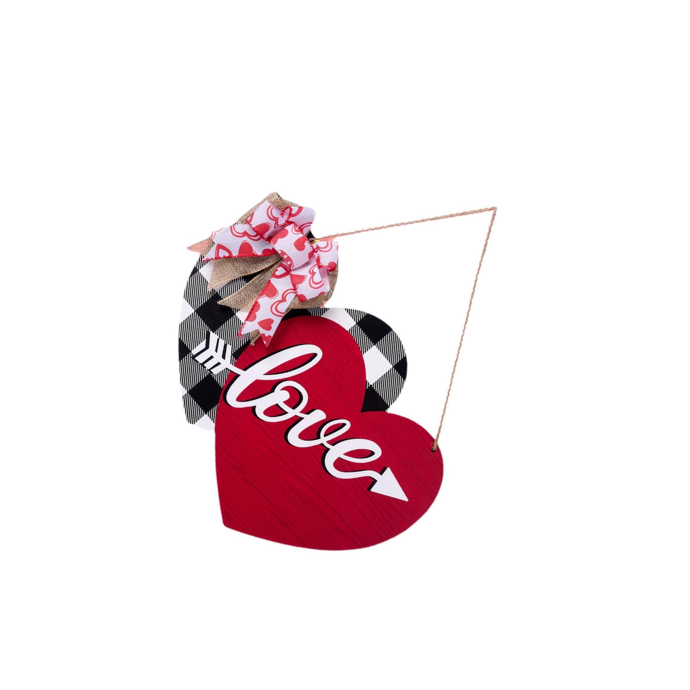 TWISAXC Charming Heart Shaped Wooden Door Sign Front Door Decoration Rustic Wall Hanging Porch Plaque Girlfriend Unique Wife
