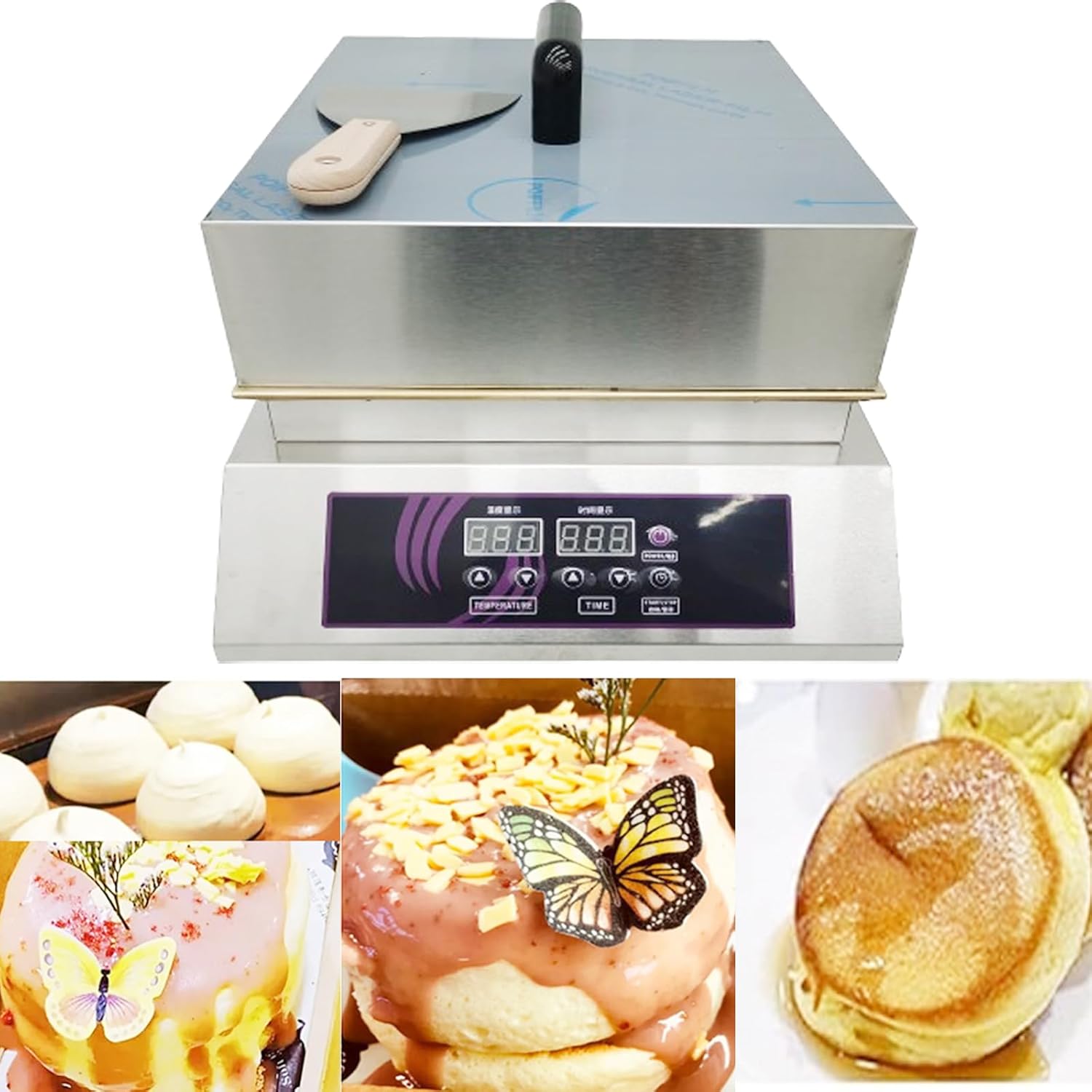 INTBUYING Commercial Pancake Souffle Maker Electric Dorayaki Muffin Making Machine 110V 1300W for Restaurant Bakery Copper Heating Plate 140-464℉