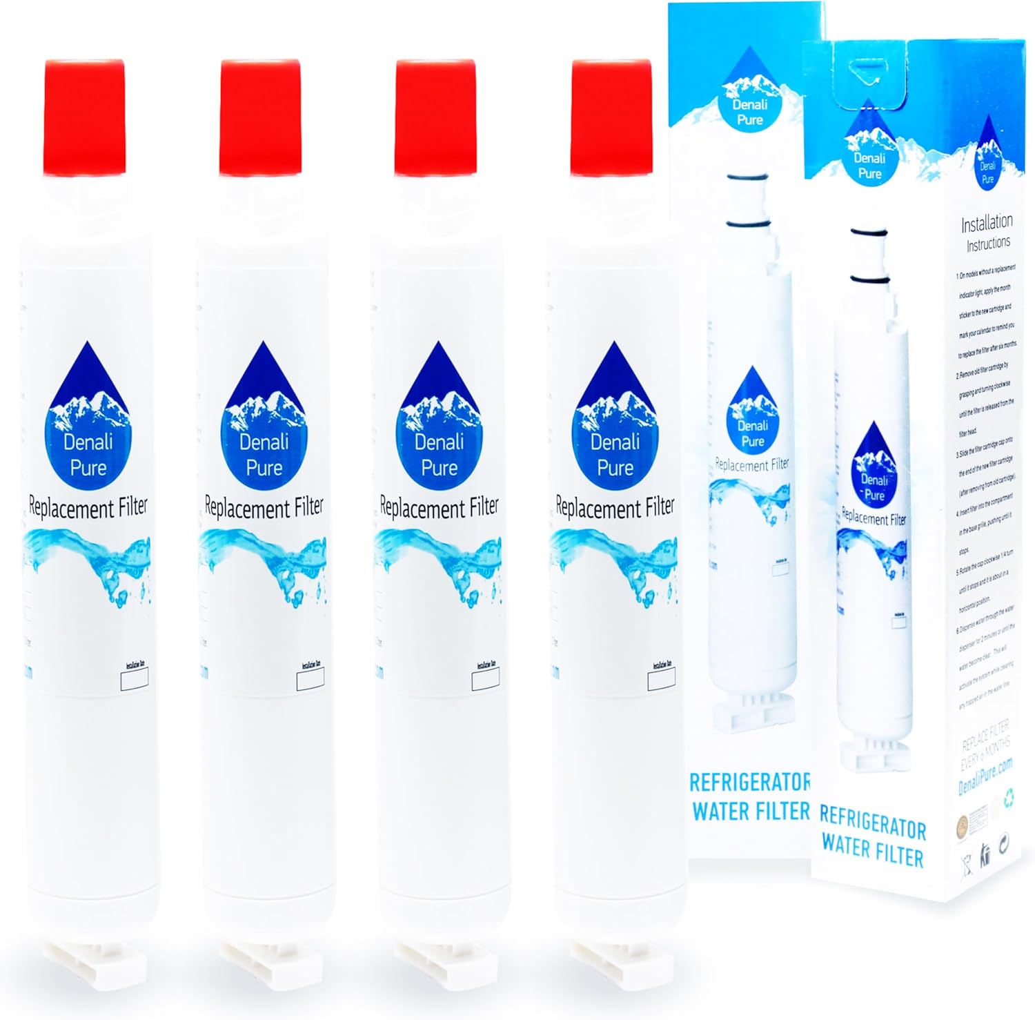 4-Pack Replacement for Whirlpool GR2FHTXVQ01 Refrigerator Water Filter - Compatible with Whirlpool 4396701 Fridge Water Filter Cartridge