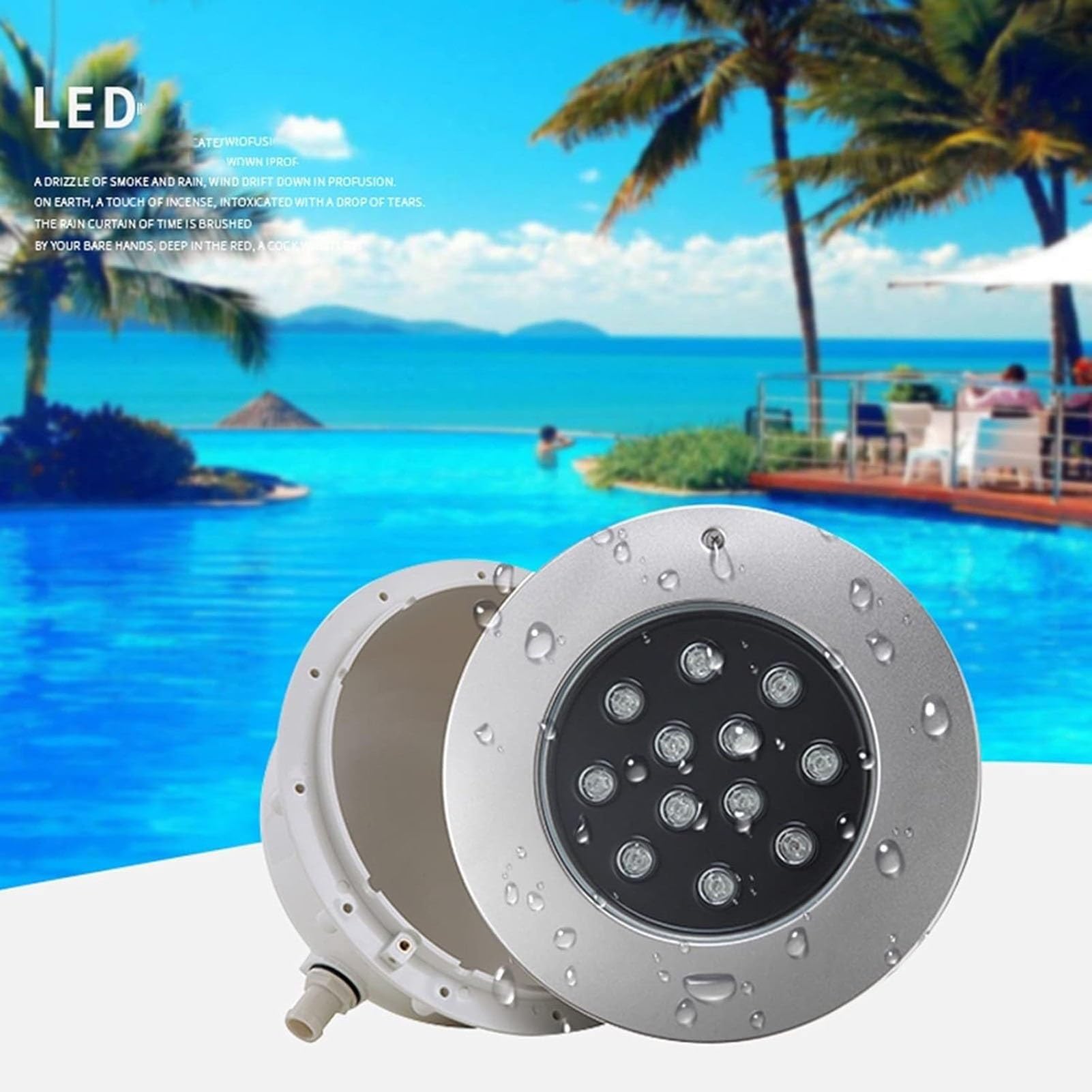 Faretto Subacquei - Lampada Da Esterno A Colori RGB, Impermeabile IP67, Da Incasso, Per Acquario, Vasca Per Pesci, Giardino, Fontana, Laghetto, Piscina(Warm White,12W)
