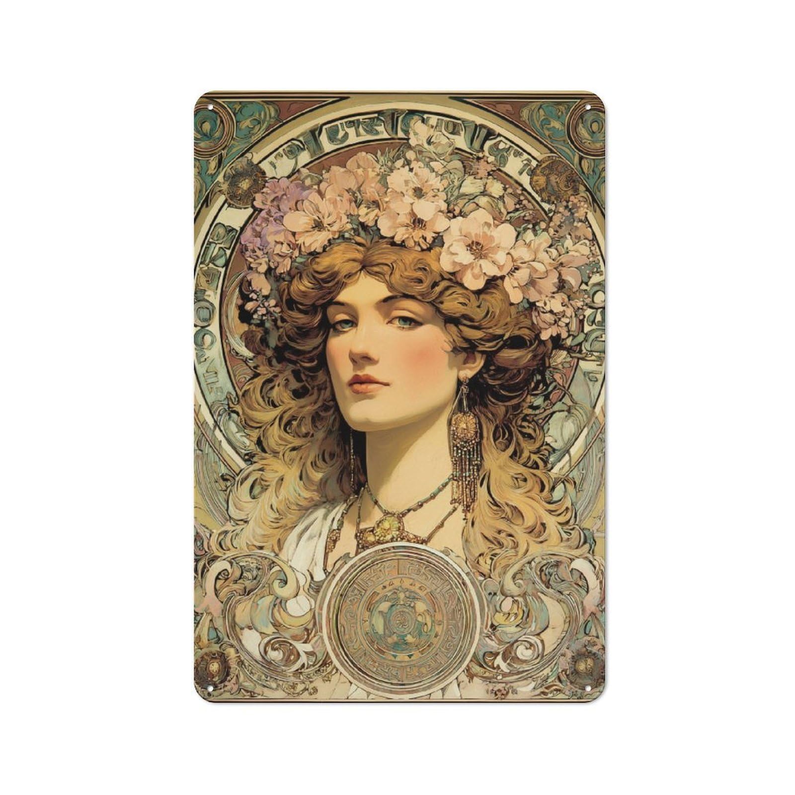 Junmoney Floral Majesty -4 Metal Plaque 30X20cm With For Hallway Wall, Retro Decor, For Wall Display Collectors