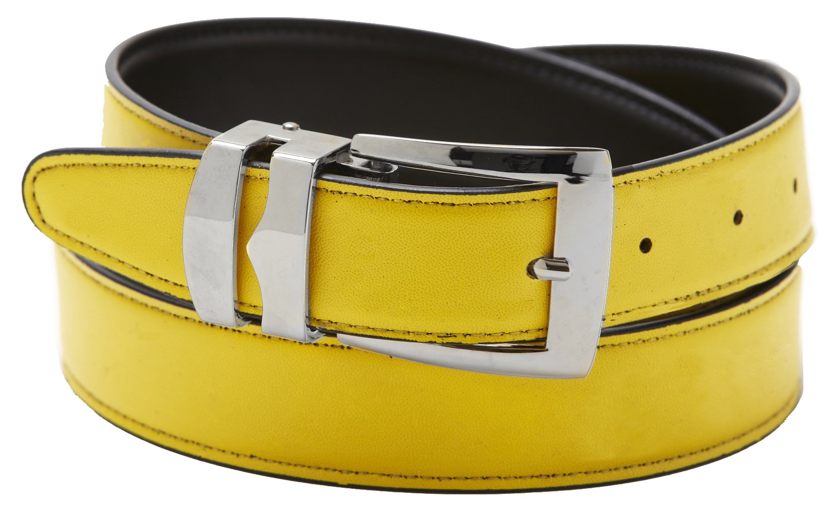 Concitor Reversible Belt Bonded Leather Removable Silver-Tone Buckle YELLOW/Black 32