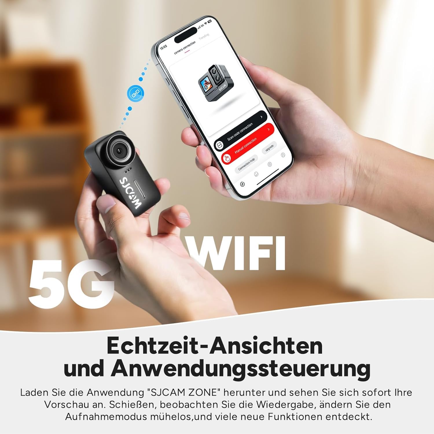 SJCAM C110 4K Bodycam 64GB,200 Min Laufzeit,EIS,Wasserdicht,5G | Action Cam,POV-Kamera Ideal für Vlogging,Reisen,Wandern,motorrad und Sport,Nur mit 5-GHz-WLAN kompatibel