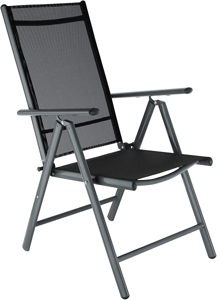 tectake Aluminium Outdoor Garden Furniture - 8 Folding Reclining Chairs 1 Table - Easy Care Furniture for Balcony Terrace - 4