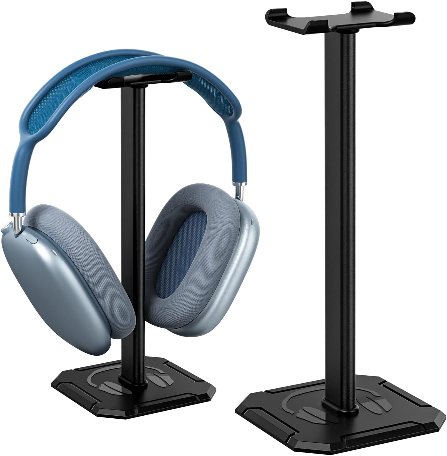 Headphone Stand for Desk, Standing Computer Headset Holder,Aluminum Tube Connection and Easy to Assemble ,Suitable for All Over-Ear Headphone (Black, 2-Pack)