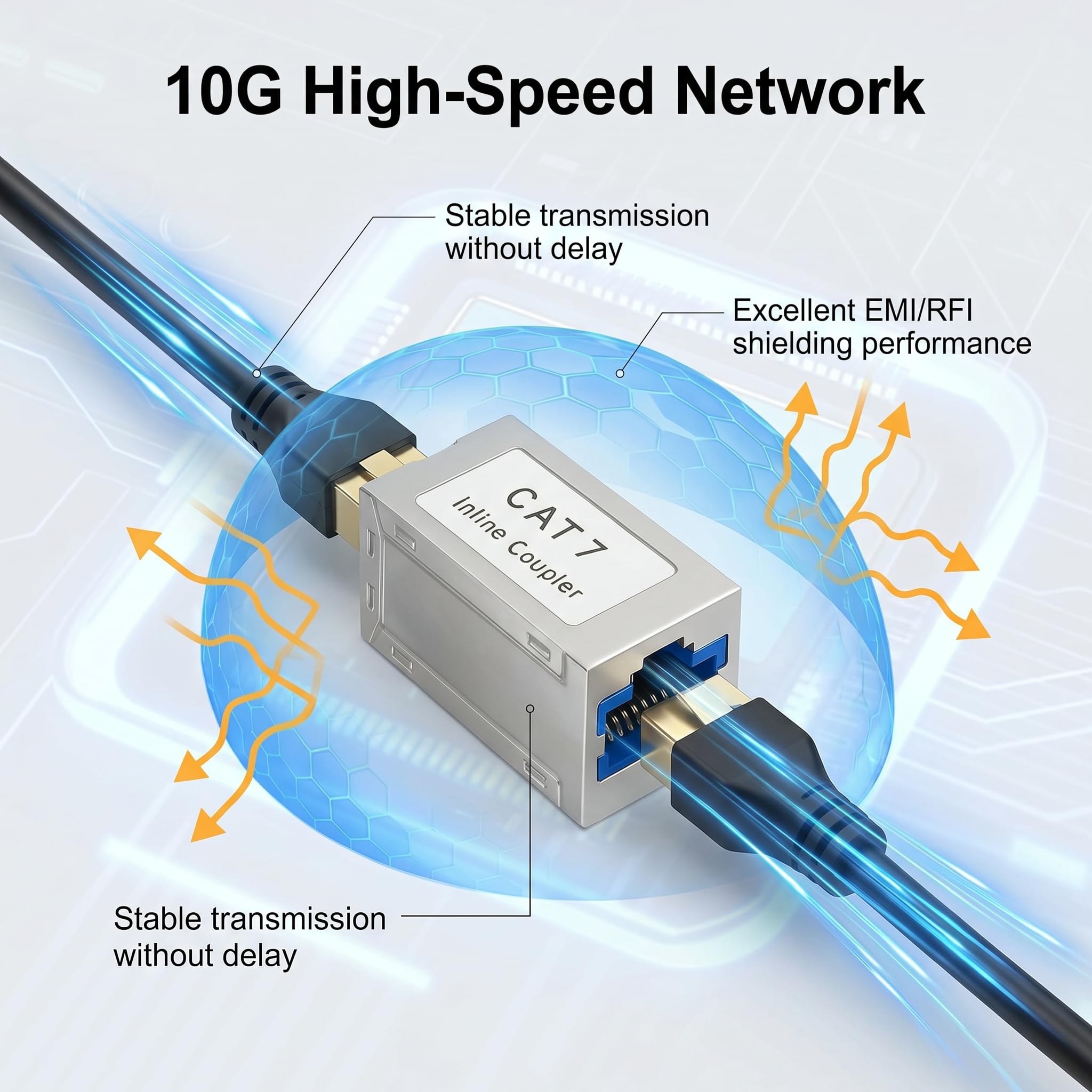 6 Stück RJ45 Kupplung, LAN Verbinder Cat7 Geschirmt Vergoldet, Netzwerkkabel Verbinder für Ethernet Kabel Verlängerung bis 10 Gigabit 600MHz, RJ45 Adapter Buchse auf Buchse für Cat6A Cat6 Cat5e Cat5